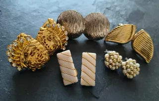 Lote de 5 pares pendientes clip vintage