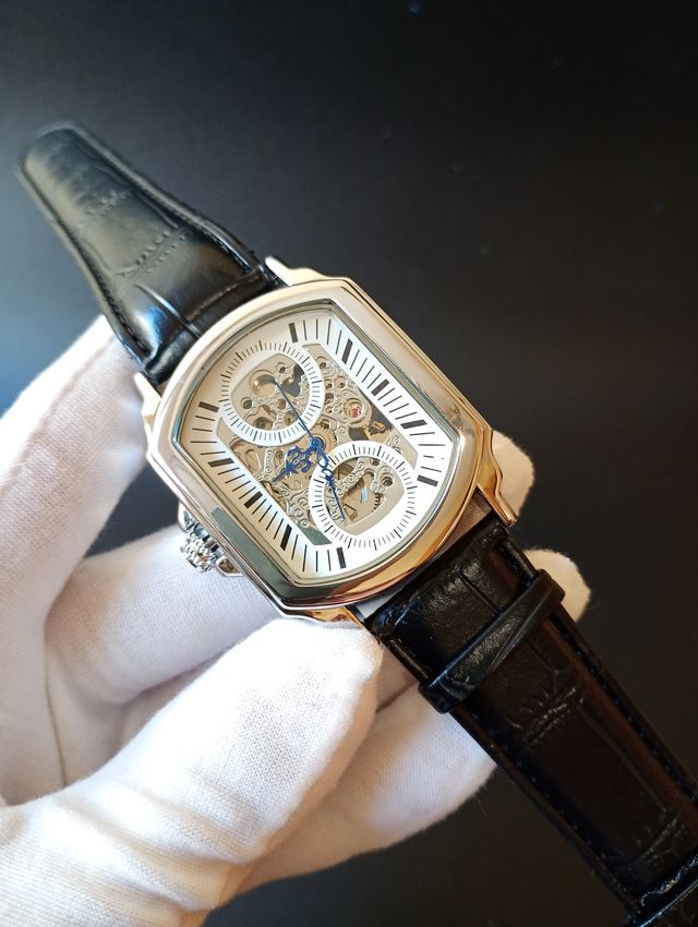 Reloj Automático Esqueleto Negro/Plata