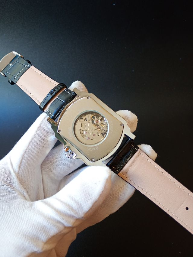 Reloj Automático Esqueleto Negro/Plata