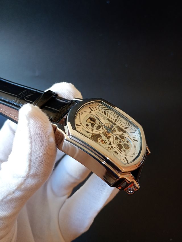 Reloj Automático Esqueleto Negro/Plata