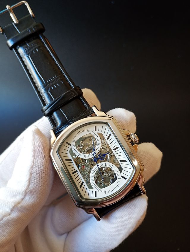 Reloj Automático Esqueleto Negro/Plata