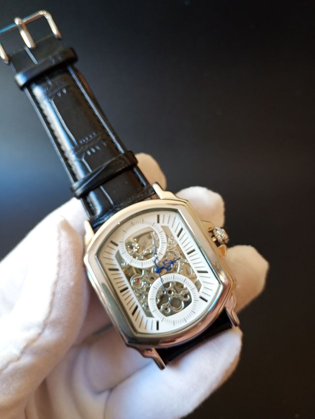 Reloj Automático Esqueleto Negro/Plata