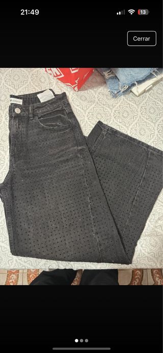 Pantalones Zara negros con brillos