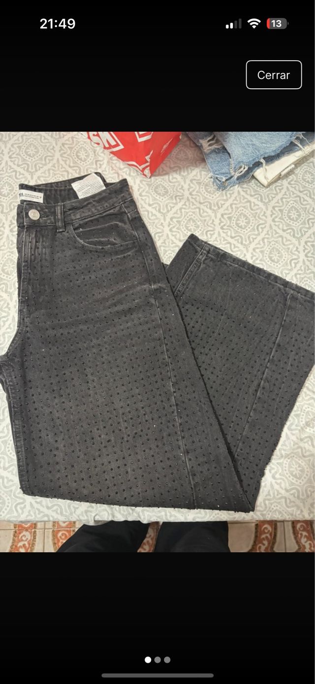 Pantalones Zara negros con brillos