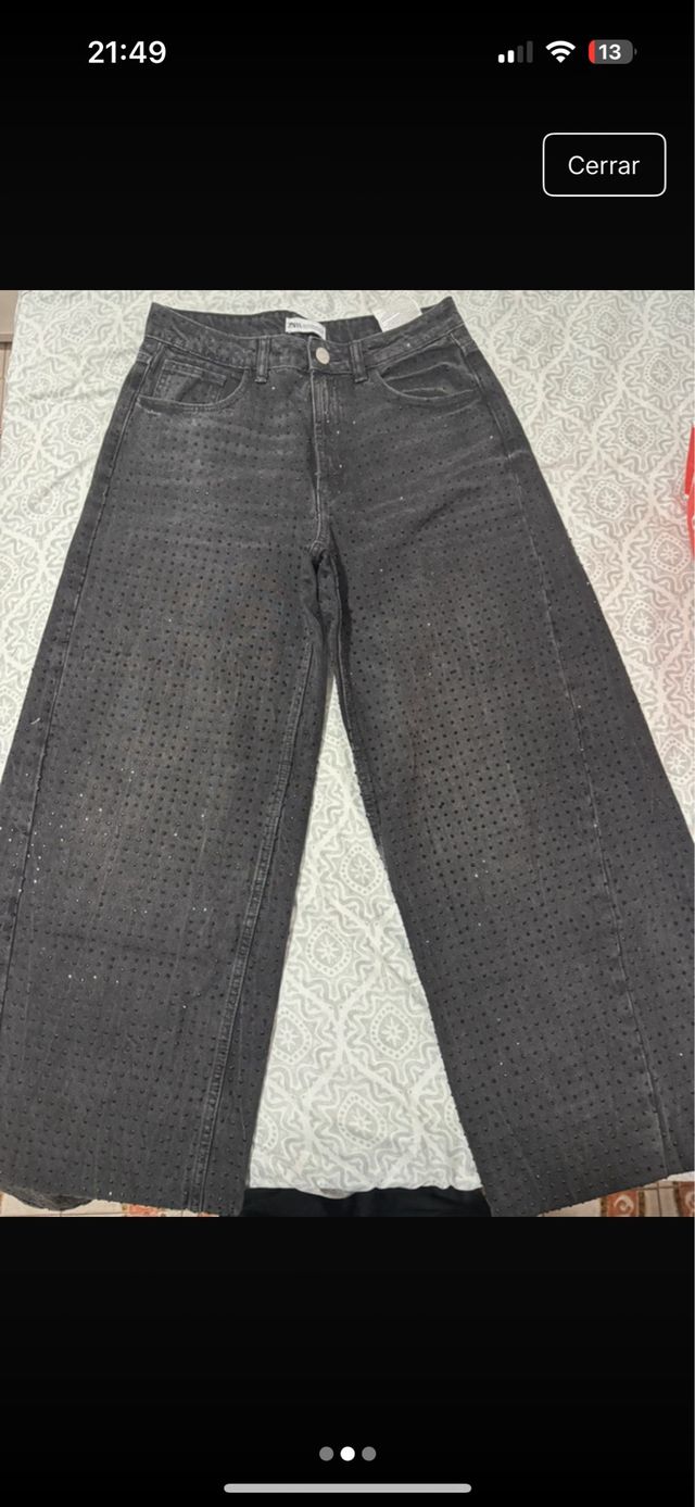 Pantalones Zara negros con brillos