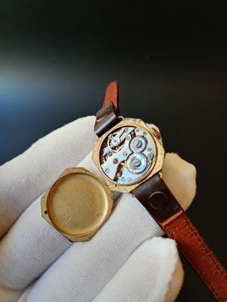 Reloj de pulsera vintage de plata con esmalte azul