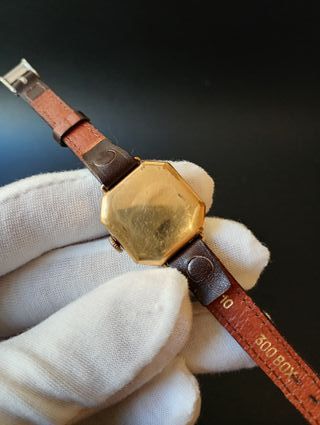 Reloj de pulsera vintage de plata con esmalte azul