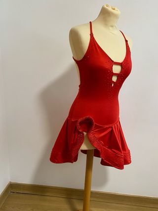 Vestido Baile Latino Deportivo Rojo
