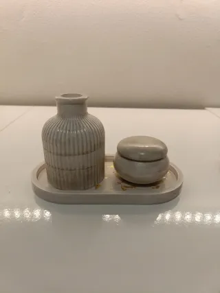 Set Vaso e Contenitore Decorato Oro