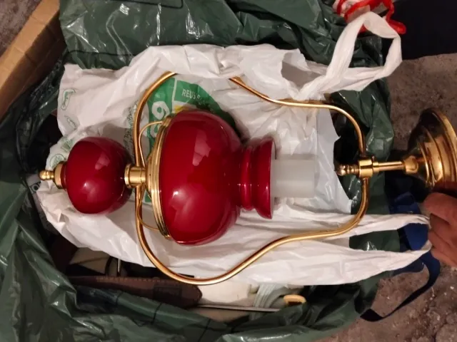 Lámpara colgante cristal rojo y dorado