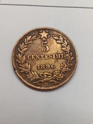 5 Centesimi 1895/1896 Umberto I Rare