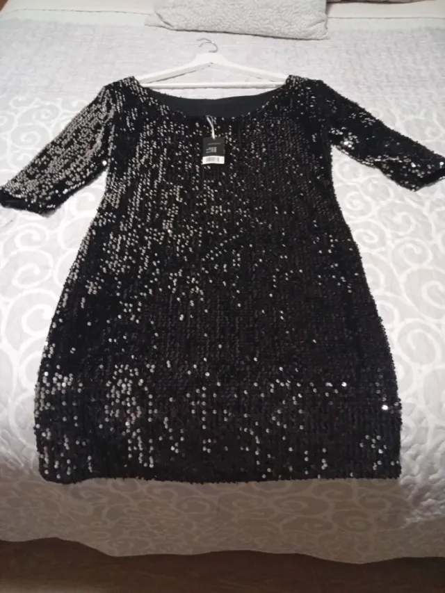 Vestido fiesta lentejuelas negro