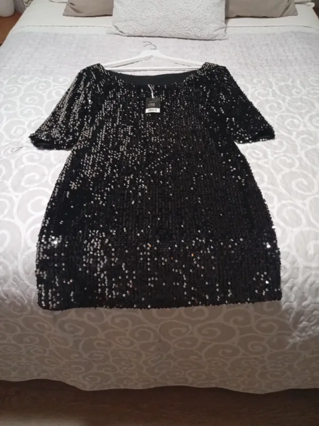 Vestido fiesta lentejuelas negro