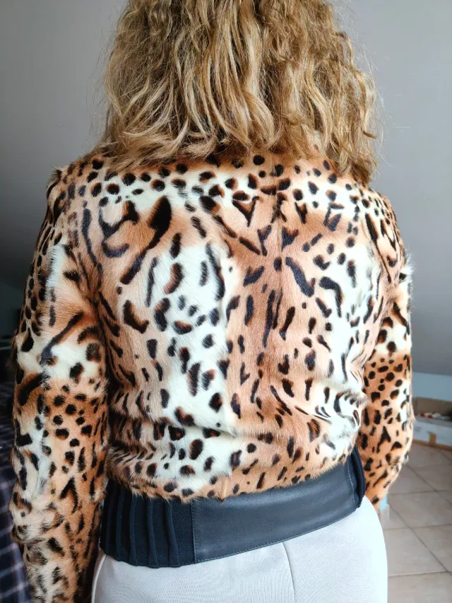 Giubbotto leopardato beige e marrone