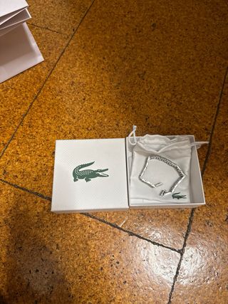 Pulsera Lacoste Plata Original Ticket
