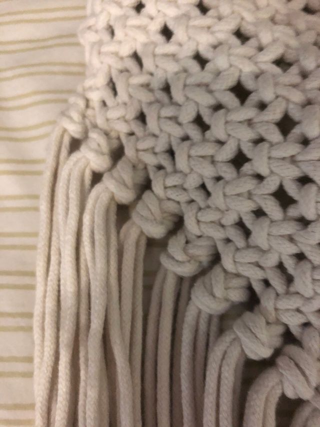 Bolso Macramé Flecos Playa Beige