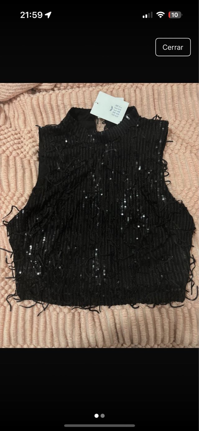 Top lentejuelas Green Coast negro