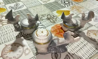 3 Joyeros Cerámica Pájaros Decoración