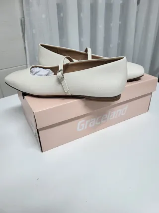 Bailarinas Graceland tipo Merceditas Beige/Blanco