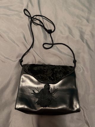 Bolso Prada de Piel y Pelo Negro