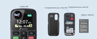 Teléfono móvil para mayores con SOS radio, lintern