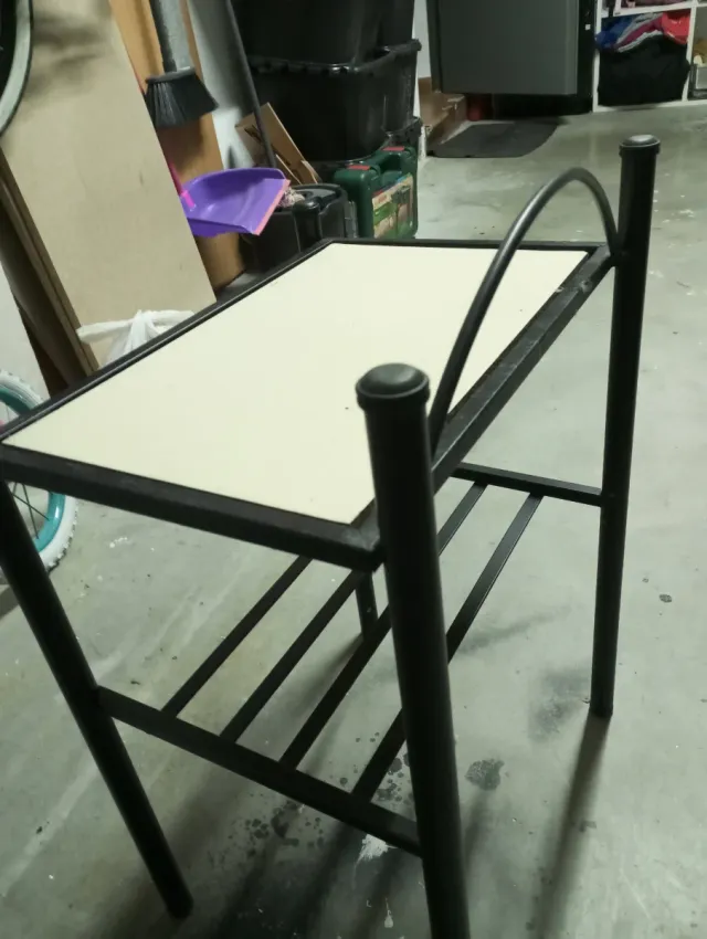 Mesilla forja y madera beige y negra