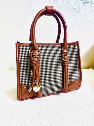 Borsa donna a quadri marrone