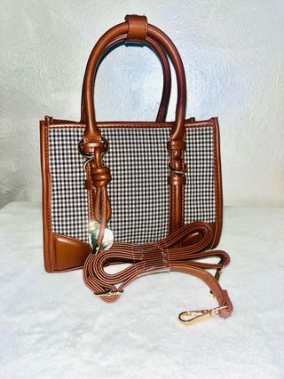 Borsa donna a quadri marrone