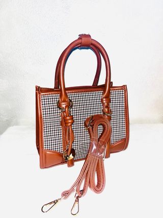 Borsa donna a quadri marrone