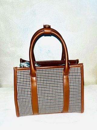 Borsa donna a quadri marrone