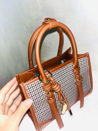 Borsa donna a quadri marrone