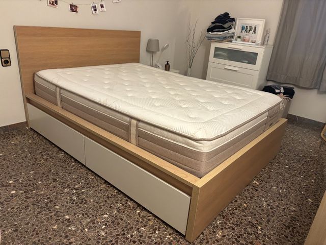 Estructura cama + colchón 140x200