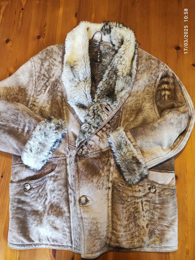 Chaquetón Piel Ovina Beige/Marrón