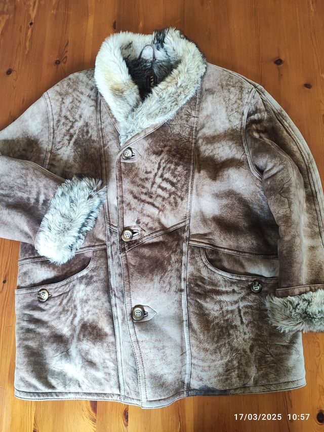 Chaquetón Piel Ovina Beige/Marrón