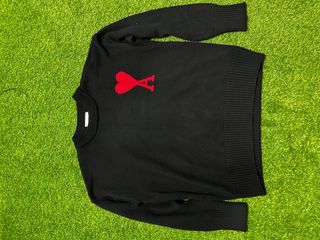 Jersey  Ami Paris Negro Corazón Rojo