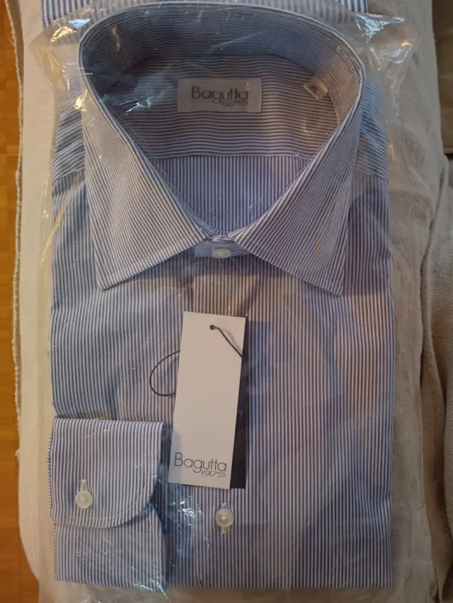 Camicia Bagutta a righe azzurra e bianca