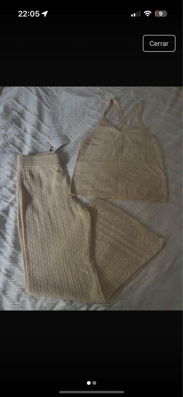 Conjunto Scalpers beige tejido