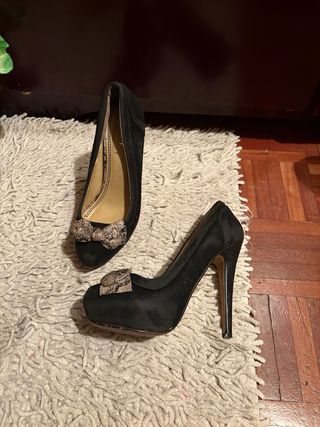 Tacones negros altos Blanco