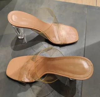 Sandalias Zara Tiras Transparentes Tacón