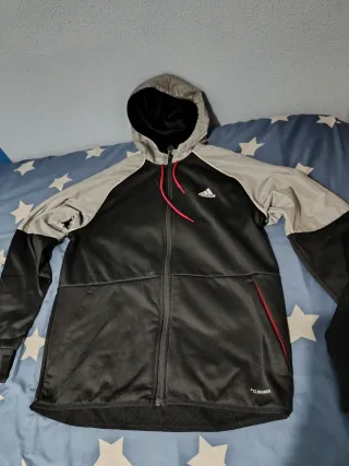 Sudadera Adidas Negra y Gris con Capucha