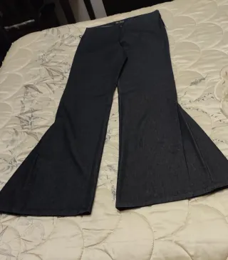 Pantalón de campana azul mujer