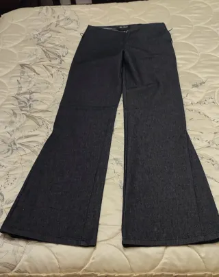 Pantalón de campana azul mujer