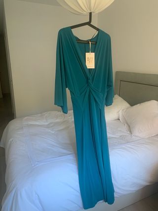 Vestido fiesta azul/verde azulado