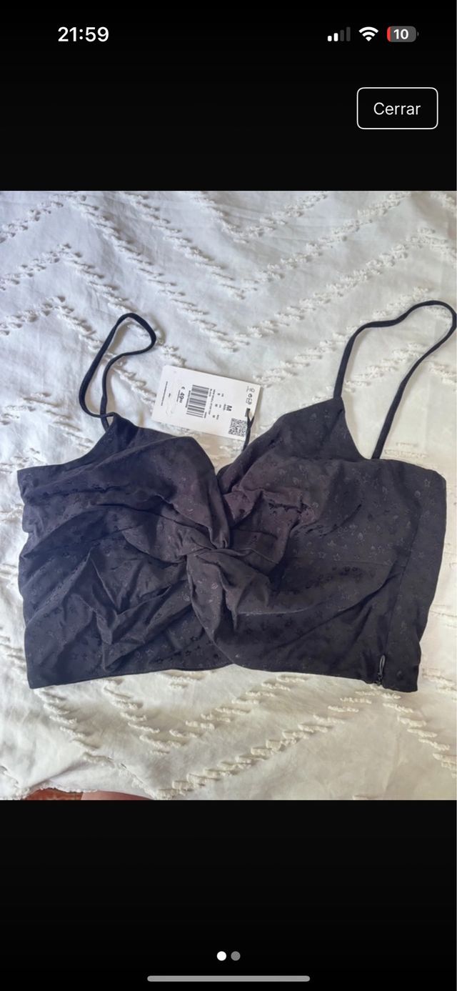 Top negro Scalpers con nudo