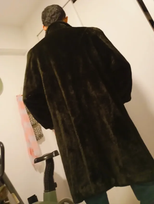 Abrigo Piel Sintética Negro Talla L Unisex