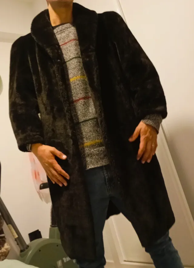 Abrigo Piel Sintética Negro Talla L Unisex