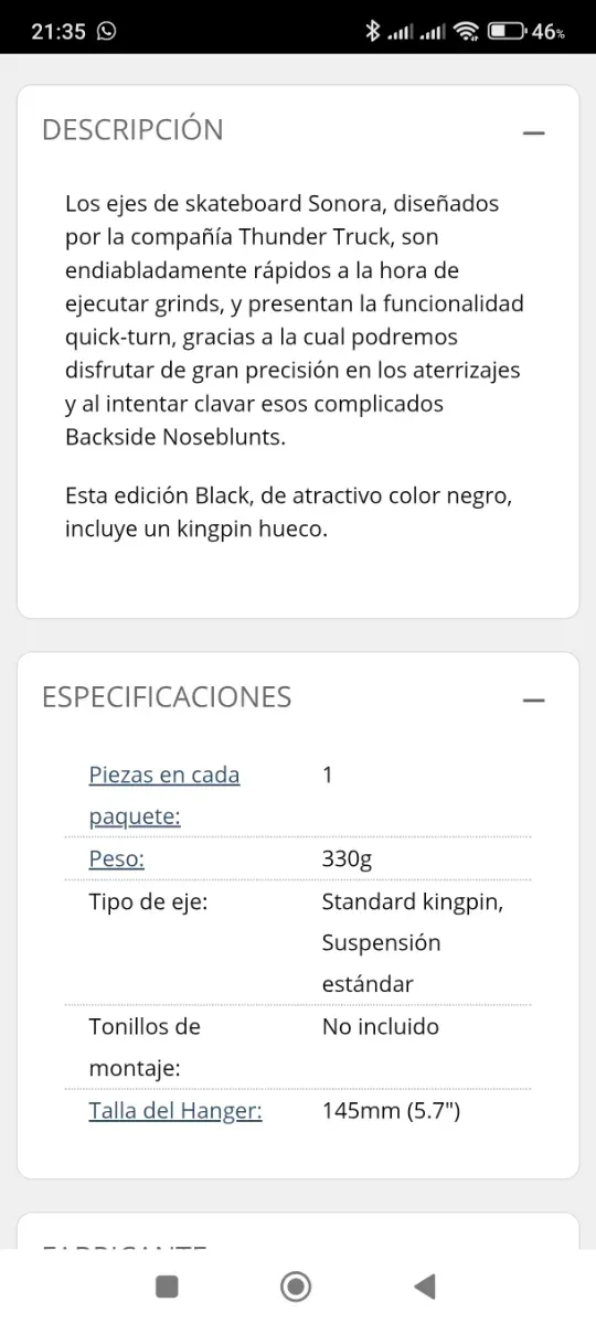 Ejes de skate sonora black