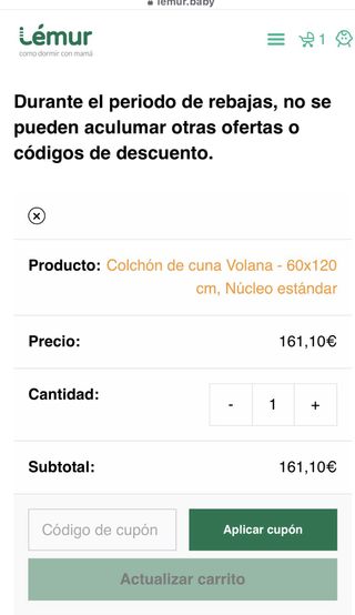 Colchón lémur cuna 60x120 cm