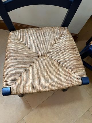 Set 4 sedie legno blu impagliate