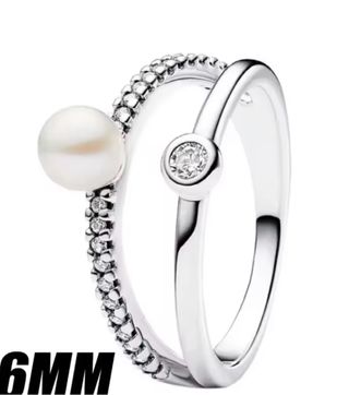 Anillo Doble Plata Perla y Circonita